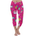 cute pink christmas pattern Capri Winter Leggings 