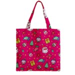 cute pink christmas pattern Zipper Grocery Tote Bag