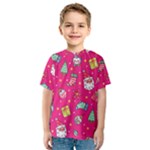 cute pink christmas pattern Kids  Sport Mesh T-Shirt