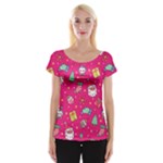 cute pink christmas pattern Cap Sleeve Top