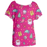 cute pink christmas pattern Women s Oversized T-Shirt