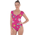 cute pink christmas pattern Short Sleeve Leotard 