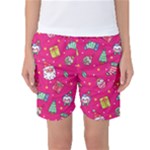 cute pink christmas pattern Women s Basketball Shorts