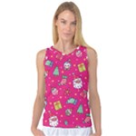 cute pink christmas pattern Women s Basketball Tank Top