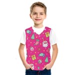 cute pink christmas pattern Kids  Basketball Tank Top