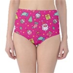 cute pink christmas pattern Classic High-Waist Bikini Bottoms