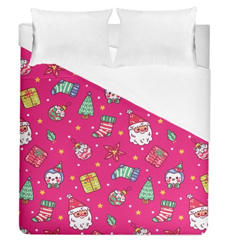 cute pink christmas pattern Duvet Cover (Queen Size) from ArtsNow.com