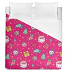 cute pink christmas pattern Duvet Cover (Queen Size)