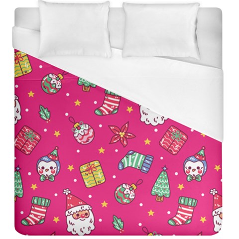 cute pink christmas pattern Duvet Cover (King Size) from ArtsNow.com