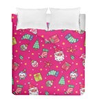 cute pink christmas pattern Duvet Cover Double Side (Full/ Double Size)