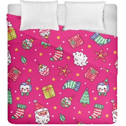 cute pink christmas pattern Duvet Cover Double Side (King Size) from ArtsNow.com