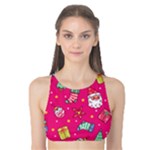 cute pink christmas pattern Tank Bikini Top