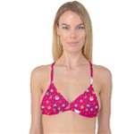 cute pink christmas pattern Reversible Tri Bikini Top