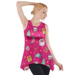 cute pink christmas pattern Side Drop Tank Tunic