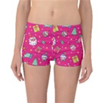 cute pink christmas pattern Reversible Boyleg Bikini Bottoms