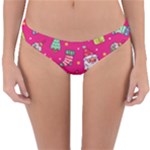 cute pink christmas pattern Reversible Hipster Bikini Bottoms