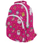 cute pink christmas pattern Rounded Multi Pocket Backpack