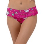 cute pink christmas pattern Frill Bikini Bottoms