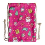 cute pink christmas pattern Drawstring Bag (Large)