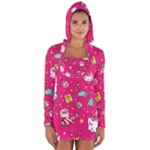 cute pink christmas pattern Long Sleeve Hooded T-shirt