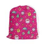 cute pink christmas pattern Drawstring Pouch (2XL)