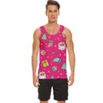 cute pink christmas pattern Men s Wide Collar Tank Top