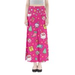 cute pink christmas pattern Full Length Maxi Skirt