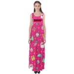 cute pink christmas pattern Empire Waist Maxi Dress