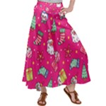 cute pink christmas pattern Women s Satin Palazzo Pants