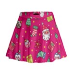 cute pink christmas pattern Mini Flare Skirt