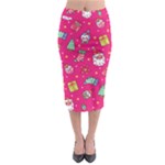 cute pink christmas pattern Midi Pencil Skirt