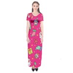 cute pink christmas pattern Short Sleeve Maxi Dress