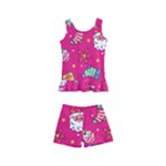 cute pink christmas pattern Kids  Boyleg Swimsuit