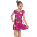 cute pink christmas pattern Kids  Cap Sleeve Dress