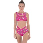 cute pink christmas pattern Bandaged Up Bikini Set 