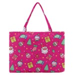 cute pink christmas pattern Zipper Medium Tote Bag