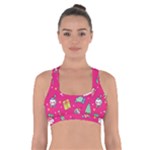 cute pink christmas pattern Cross Back Sports Bra