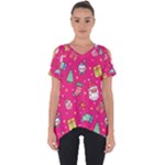 cute pink christmas pattern Cut Out Side Drop T-Shirt