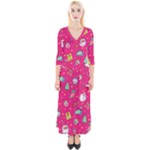 cute pink christmas pattern Quarter Sleeve Wrap Maxi Dress