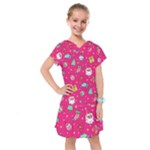 cute pink christmas pattern Kids  Drop Waist Dress