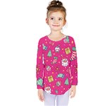 cute pink christmas pattern Kids  Long Sleeve T-Shirt