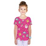 cute pink christmas pattern Kids  One Piece T-Shirt