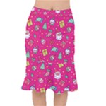 cute pink christmas pattern Short Mermaid Skirt