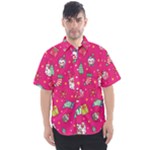 cute pink christmas pattern Men s Short Sleeve Shirt