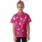 cute pink christmas pattern Kids  Short Sleeve Shirt