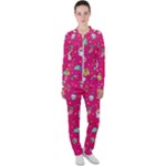 cute pink christmas pattern Casual Jacket and Pants Set