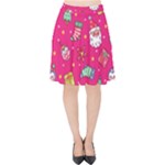 cute pink christmas pattern Velvet High Waist Skirt