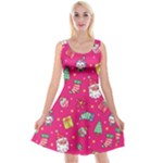 cute pink christmas pattern Reversible Velvet Sleeveless Dress