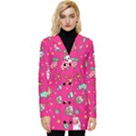 cute pink christmas pattern Button Up Hooded Coat 