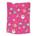 cute pink christmas pattern Medium Tapestry